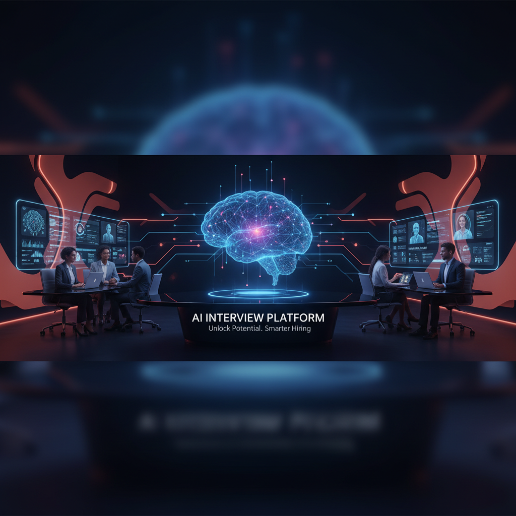 AI interview platform — holographic AI brain connecting companies and candidates